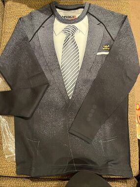 Xmartial fake suit jacket print martial art compression shirt size M-L NWT